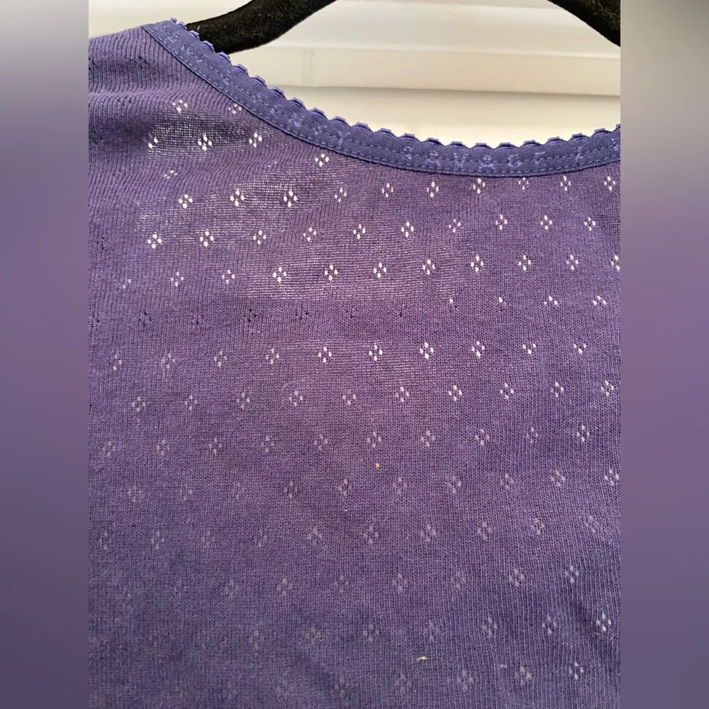 Savage X Fenty Long Sleeve Crop Top Blue Size XS Pointelle knit Scoop Neck